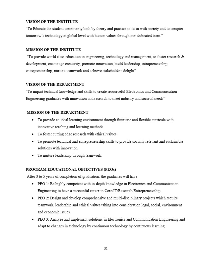 Institute Vision and Mission Overview | PDF