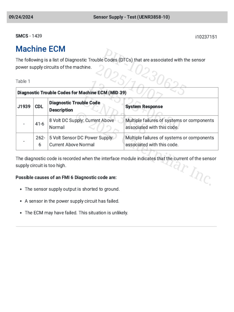Machine ECM Diagnostic Trouble Codes | PDF | Electrical Connector ...