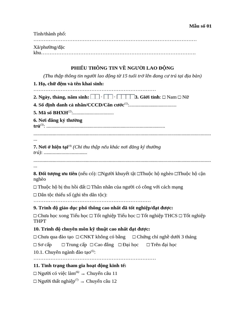 Mau So 01 Phu Luc I 09 2025 TT BNV - 1 | PDF