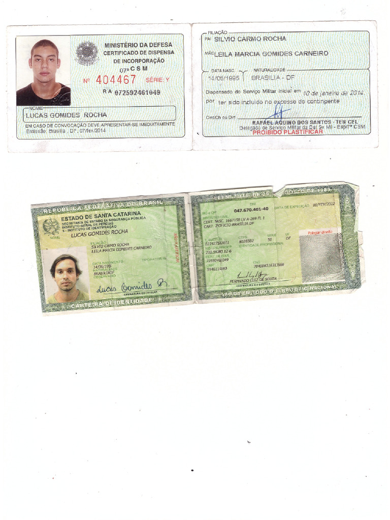 RG CPF e Cert Militar | PDF