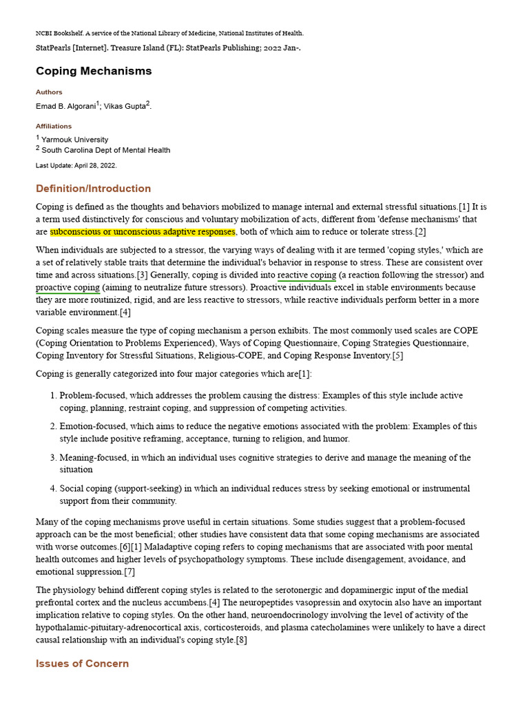 Understanding Coping Mechanisms in Stress | PDF | Mental Disorder ...