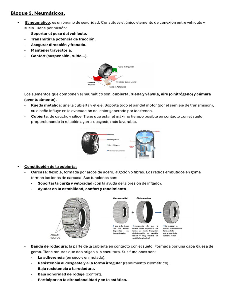 Componentes y Funciones de Neumáticos | PDF | Neumático | Eje
