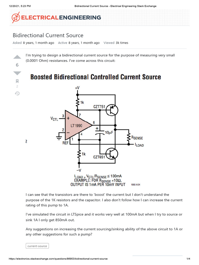 Bidirectional Current Source Design Guide | PDF | Operational Amplifier ...