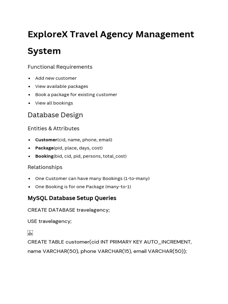 Travel Agency Management System Guide | PDF | Databases | Computing