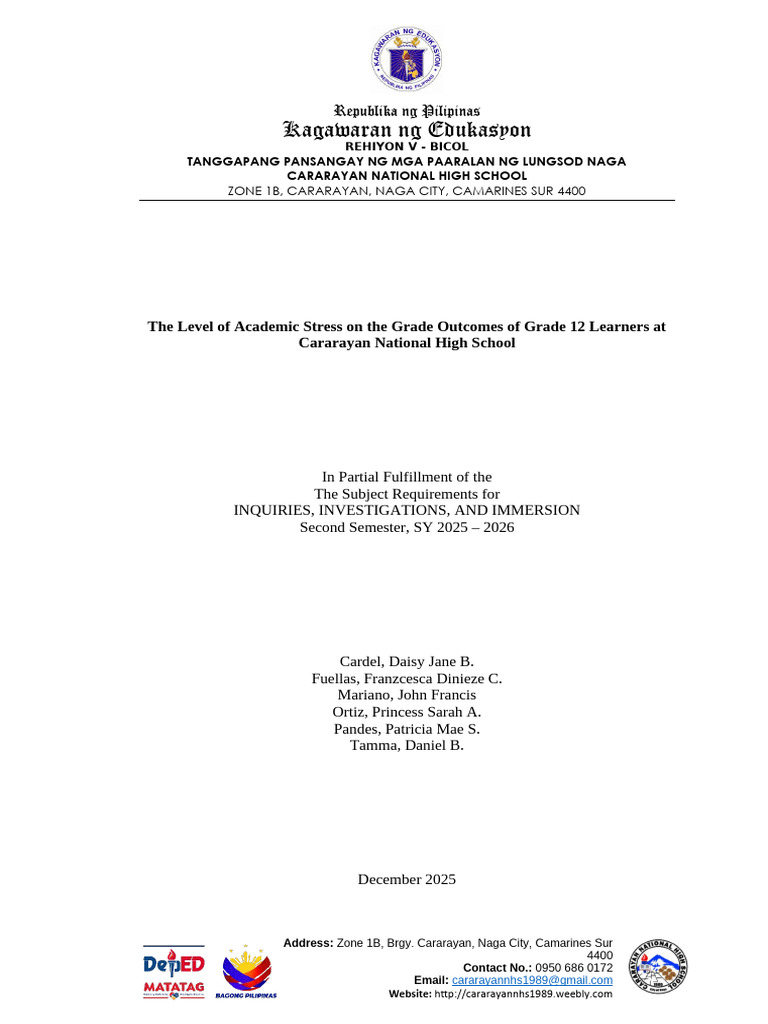 Academic Stress Impact on Grade 12 Performance | PDF | Procrastination ...