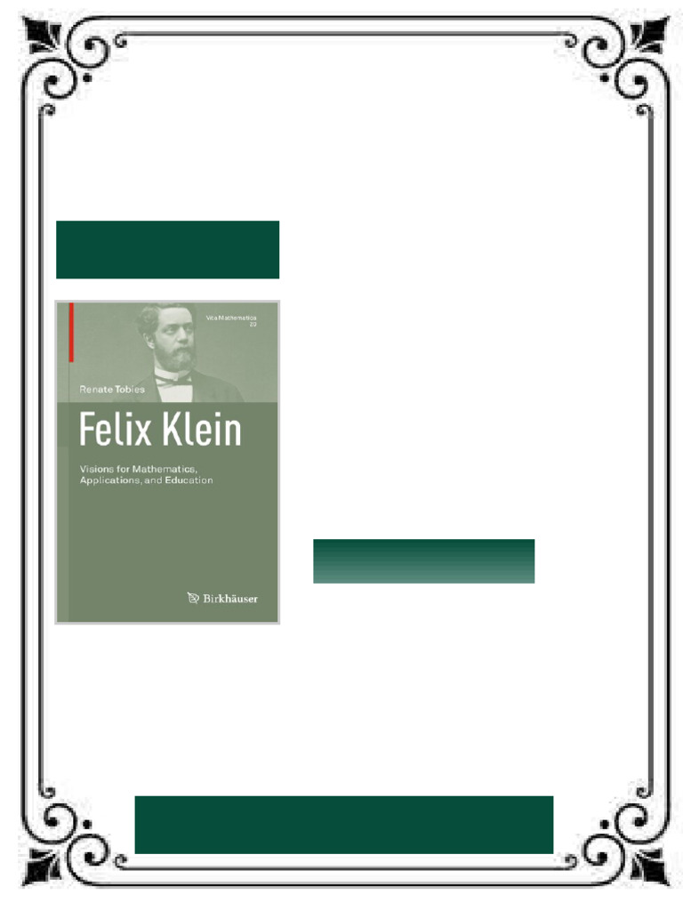 Felix Klein Visions for Mathematics Applications and Education Vita ...