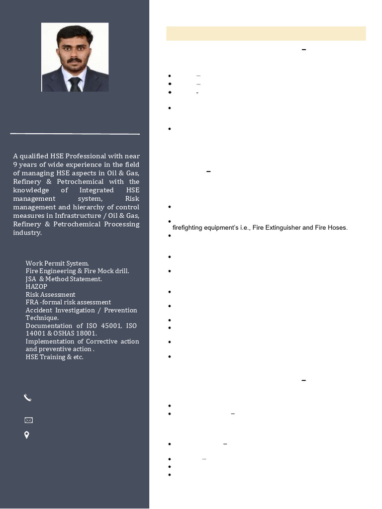 HSE Coordinator Profile: Oil & Gas Expert | PDF | Oil Refinery | Safety