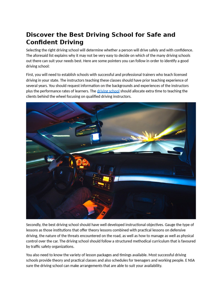 Choosing the Right Driving School Guide | PDF