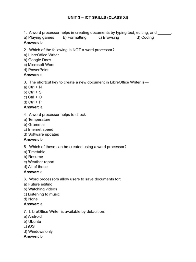 Essential Word Processor Skills for Class XI | PDF | Microsoft Word | Text