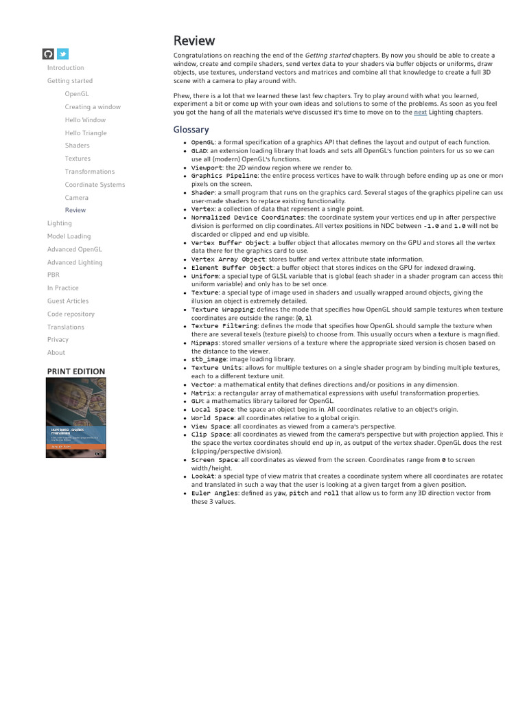 OpenGL Getting Started Review Guide | PDF | Shader | Texture Mapping