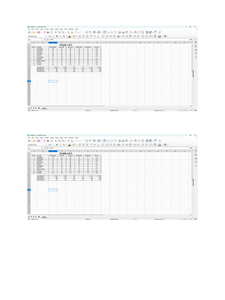 LibreOffice Calc Marklist | PDF