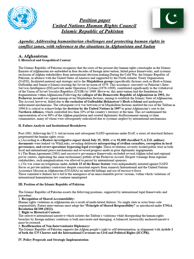 Position Paper United Nations Human Rights Council Islamic Republic of ...