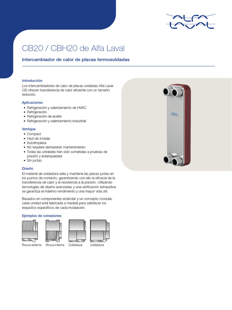 Intercambiadores de Calor Alfa Laval CB20/CBH20 | PDF | Soldadura ...