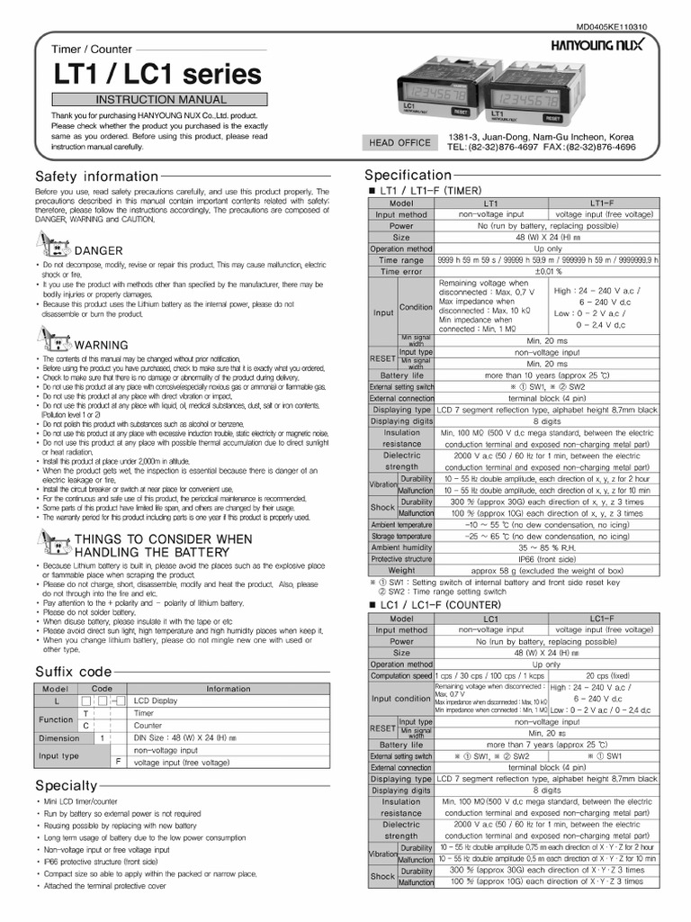 Manual TIMER LT1_lc1-Lt1 | PDF