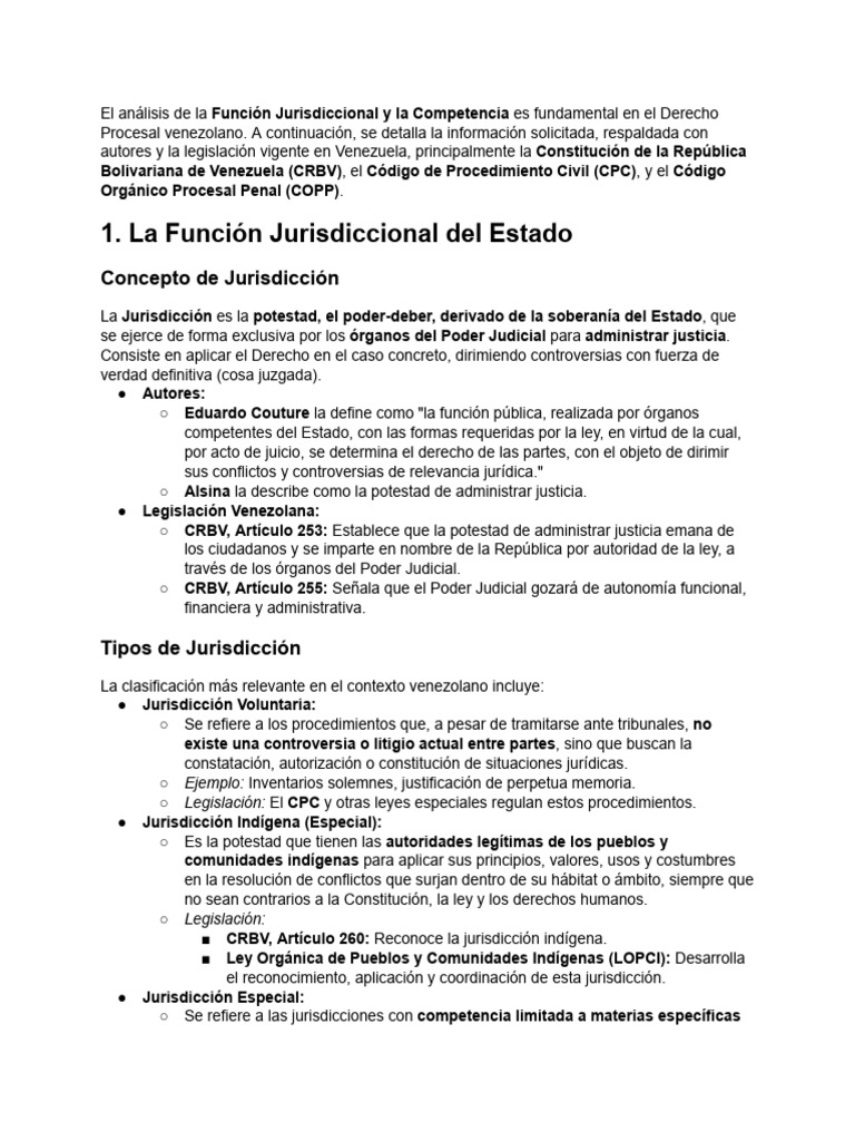 Análisis de Jurisdicción y Competencia en Venezuela | PDF ...