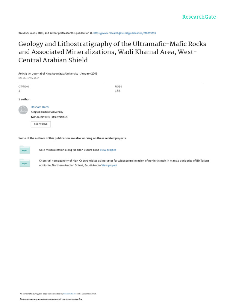 Geology of Wadi Khamal Ultramafic Rocks | PDF | Rocks | Minerals