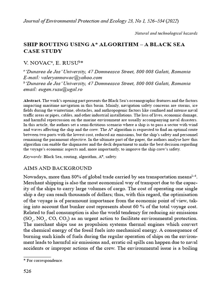 A* Algorithm for Black Sea Ship Routing | PDF | Ships