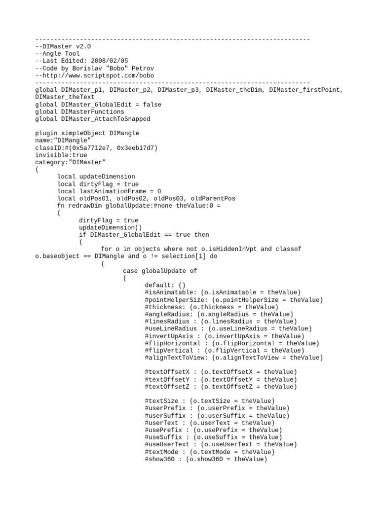 DIMaster Angle Tool Plugin Code | PDF | Boolean Data Type | Software ...