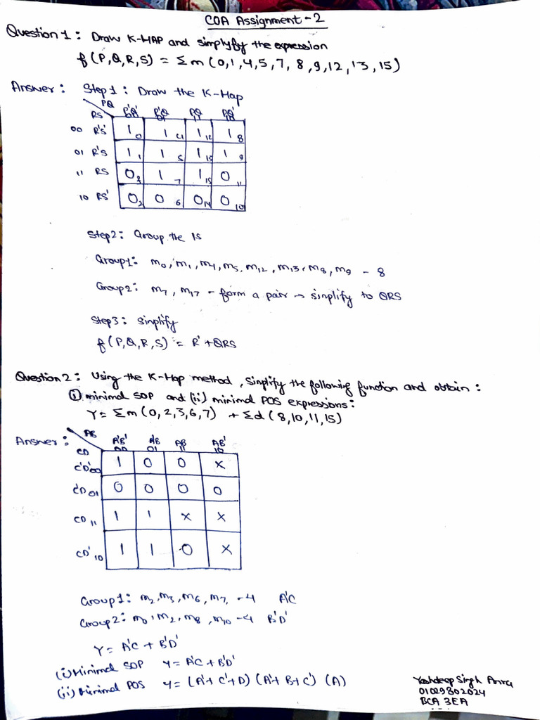 COA Assignment 2 Yashdeep Singh Arora 01029802024 BCA 3EA | PDF