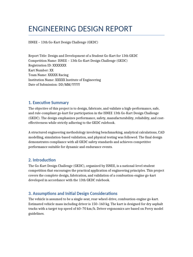 Go-Kart Design for ISNEE GKDC 2023 | PDF | Engineering | Mechanical ...