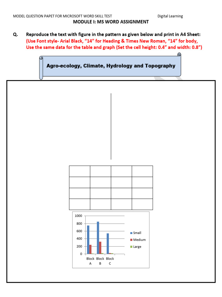 MS Word Skill Test Model Questions | PDF | Agriculture | Ecology