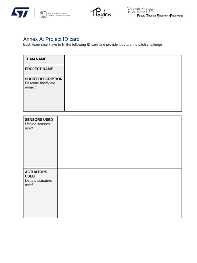 Project ID Card Submission Template | PDF