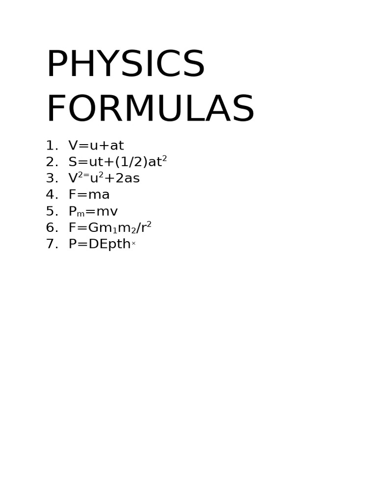 Physics Formulas | PDF