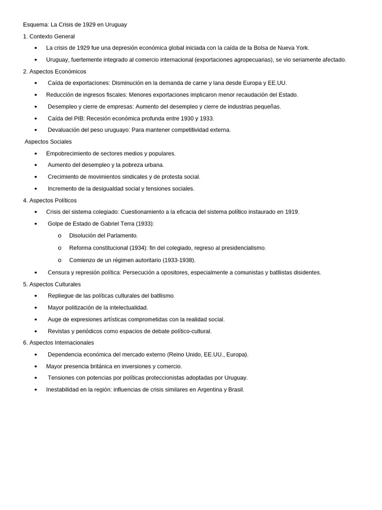 Impacto de la Crisis de 1929 en Uruguay | PDF