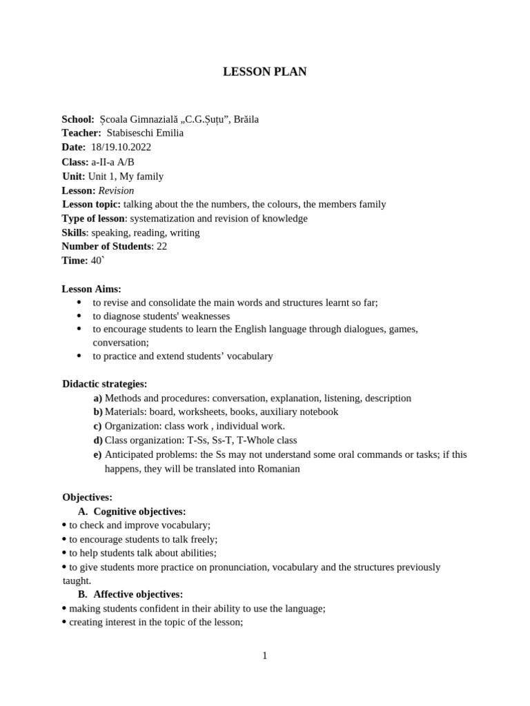 Lesson plan (revision)-II | PDF | Lesson Plan | Vocabulary