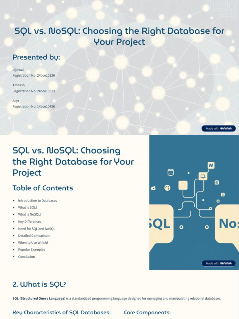 SQL Vs NoSQL Choosing The Right Database For Your Project | PDF | No ...