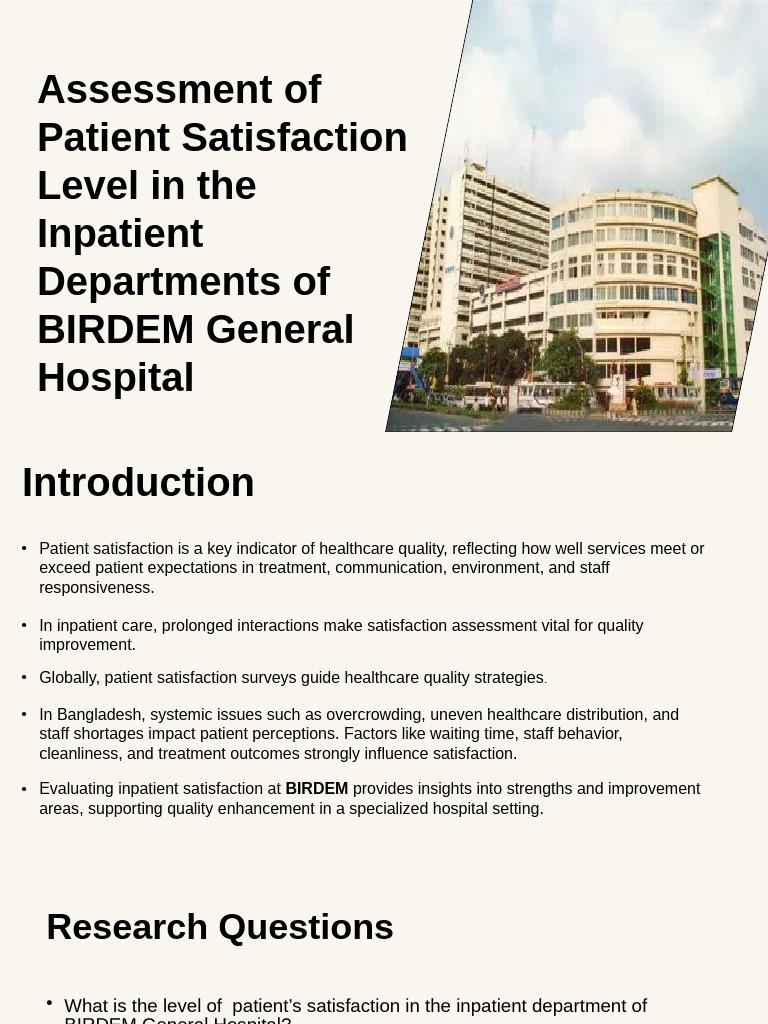Assessment of Patient Satisfaction in the Inpatient Departments of ...
