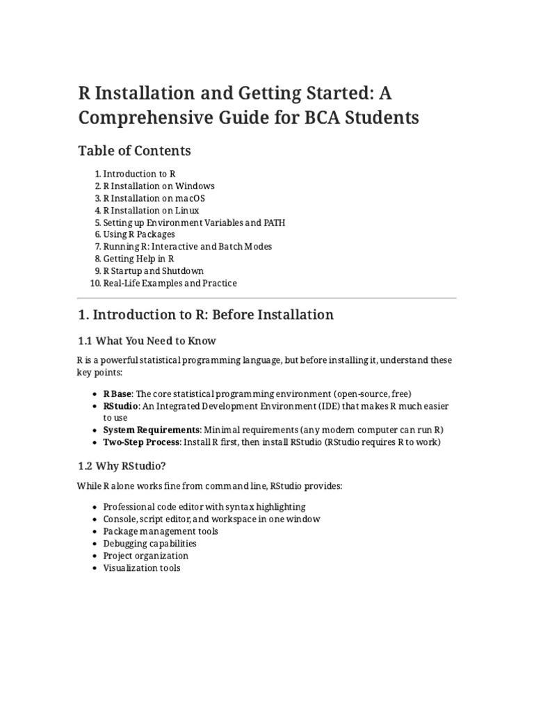 Install R and RStudio: A Step-by-Step Guide | PDF | Command Line ...