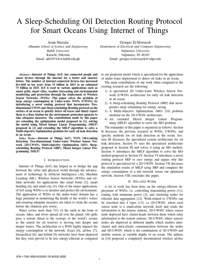 A Sleep-Scheduling Oil Detection Routing Protocol For Smart Oceans ...
