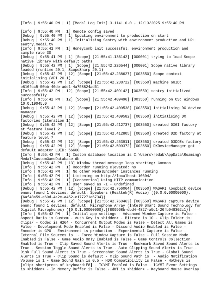 Medal App Initialization Log 3.1141 | PDF | Microphone | Computing