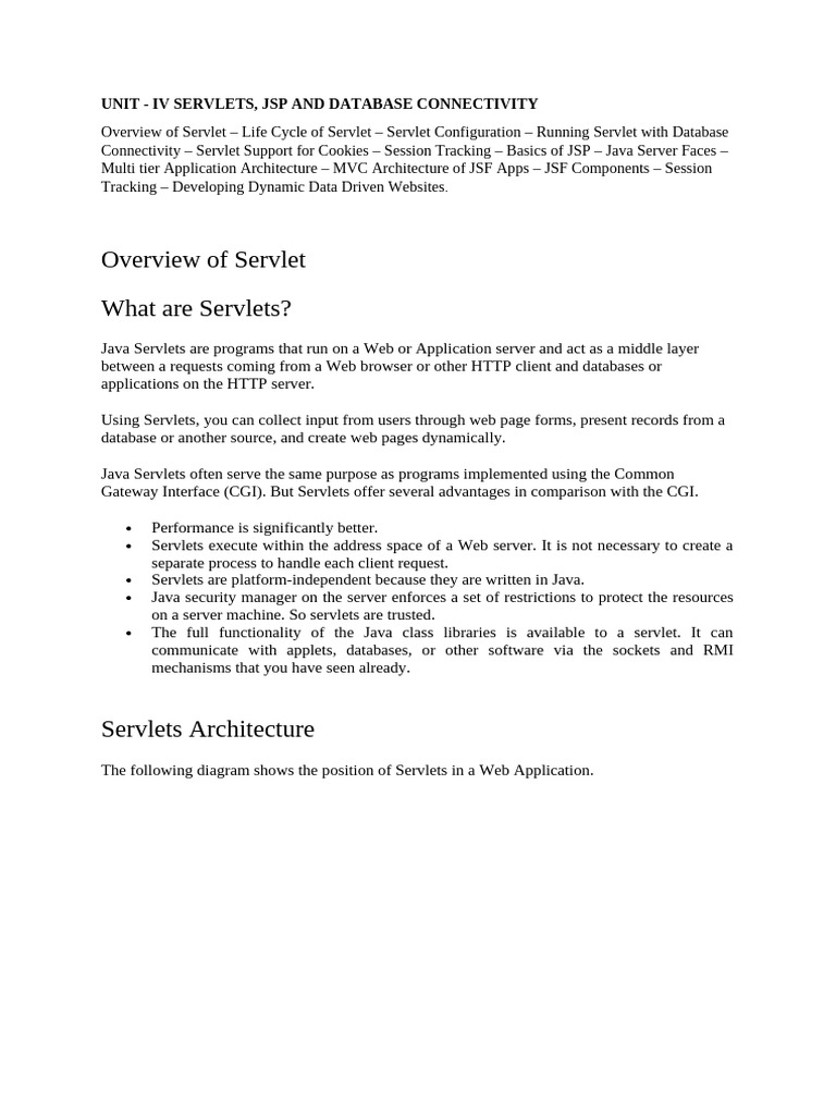 Servlets and JSP Database Connectivity Guide | PDF | World Wide Web ...