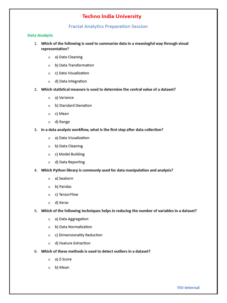 Fractal Analytics Prep Questions | PDF | Statistical Theory | Data Analysis