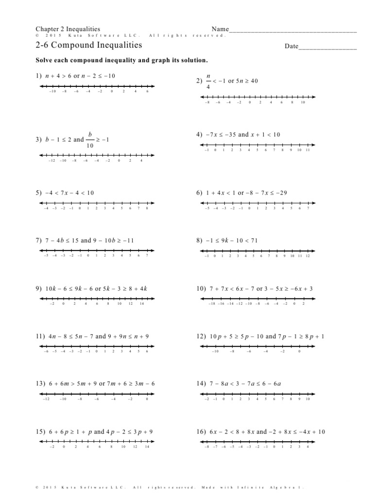 Compound Inequalities Worksheet | PDF