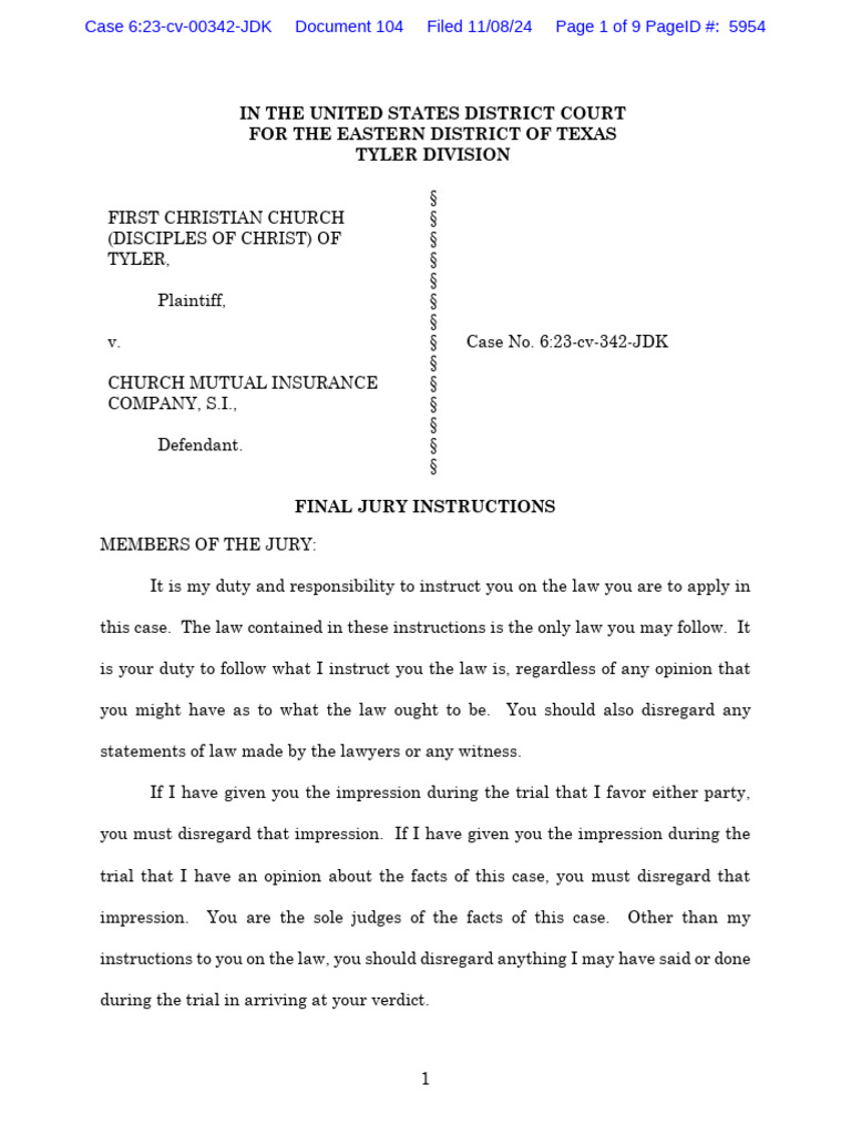 Jury Instructions for Insurance Case | PDF | Witness | Lawsuit