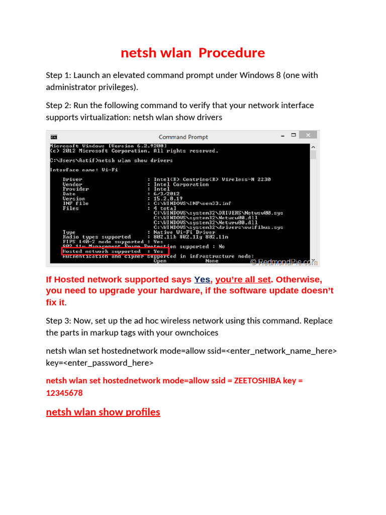 Create Ad Hoc Network with Netsh Wlan | PDF