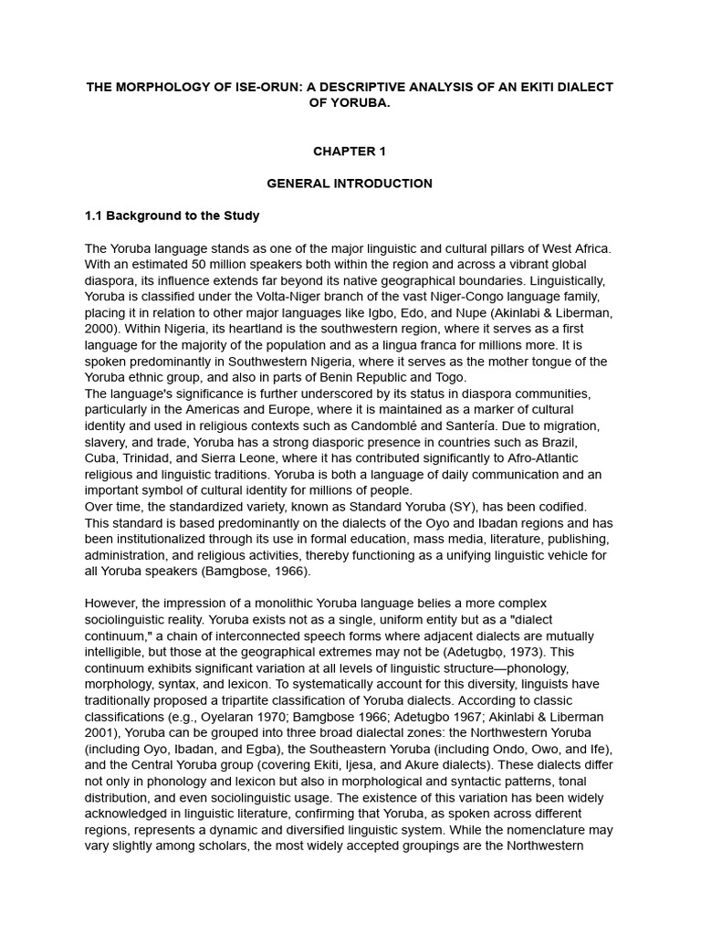 Ise-Orun Dialect Morphology Analysis | PDF | Tone (Linguistics) | Syllable