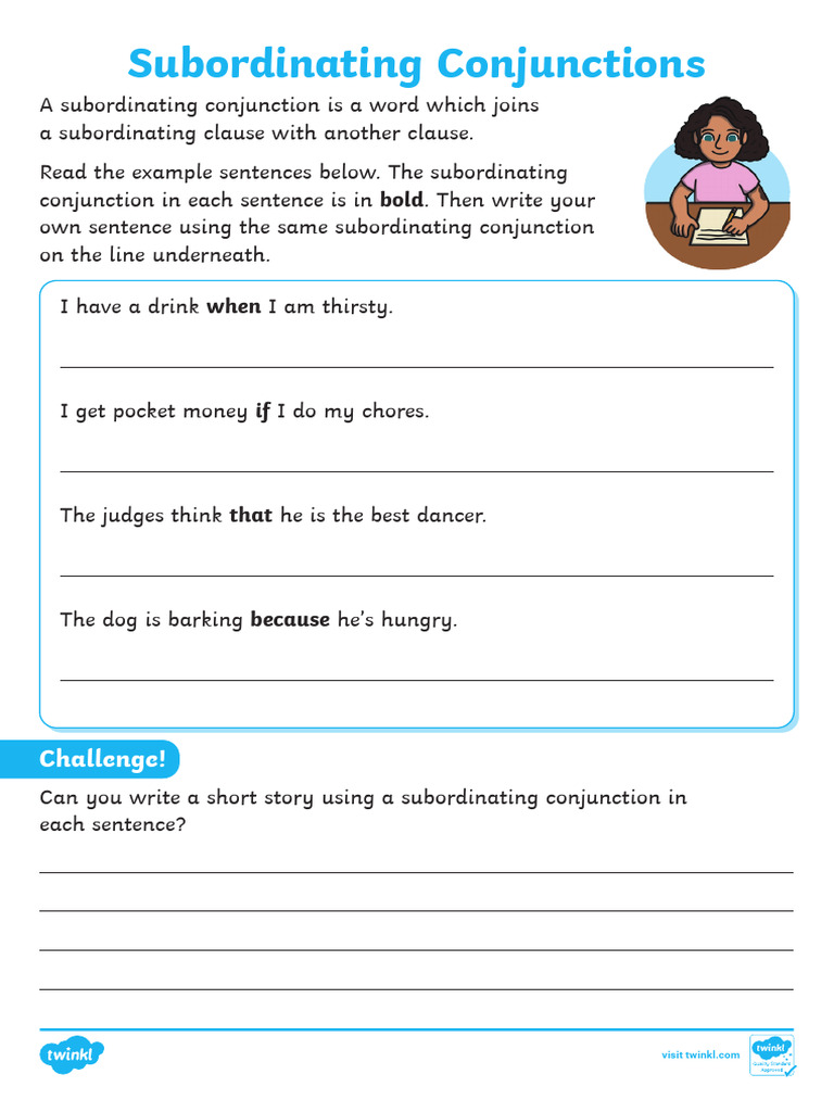 T e 1651488813 Subordinating Conjunctions Writing Activity Sheet Ver 1 ...