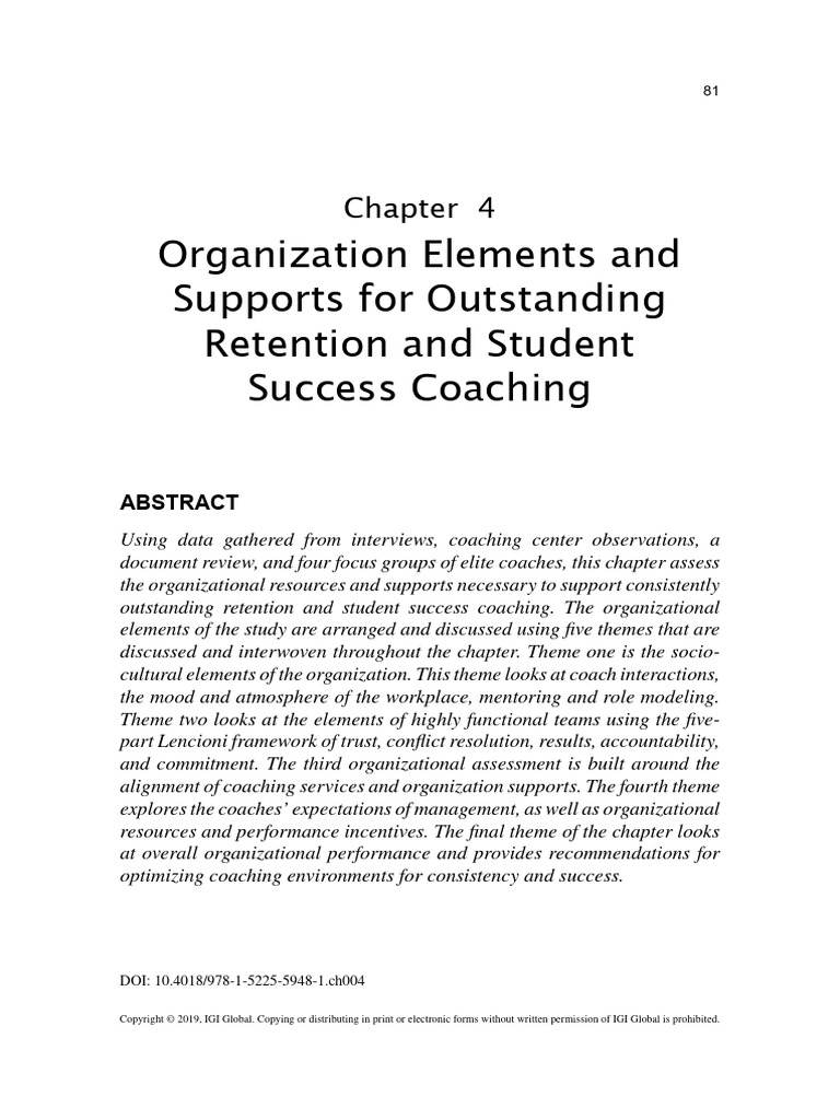Organization Elements of Success Coaching | PDF | Mentorship | Focus Group
