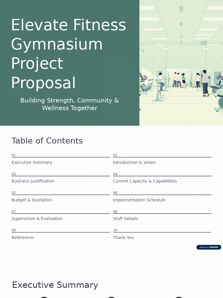 Modern Gym Proposal for Community Wellness | PDF
