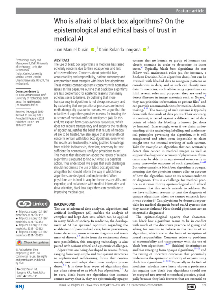Trusting Black Box Algorithms in Medicine | PDF | Artificial ...