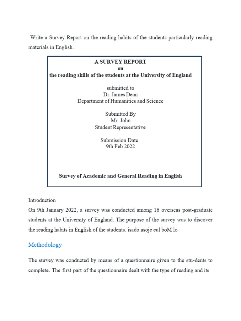 Student Reading Habits Survey Report | PDF | Internet