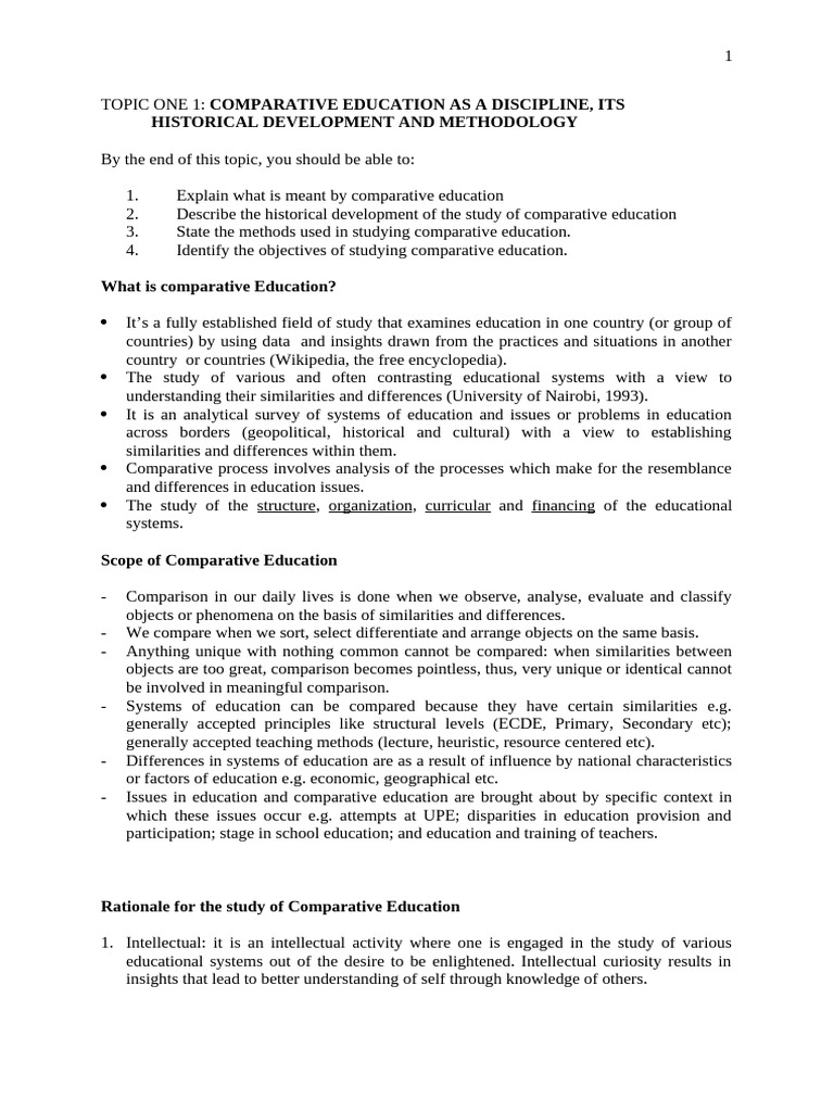 Comparative Education: History & Methods | PDF | Methodology | Social ...