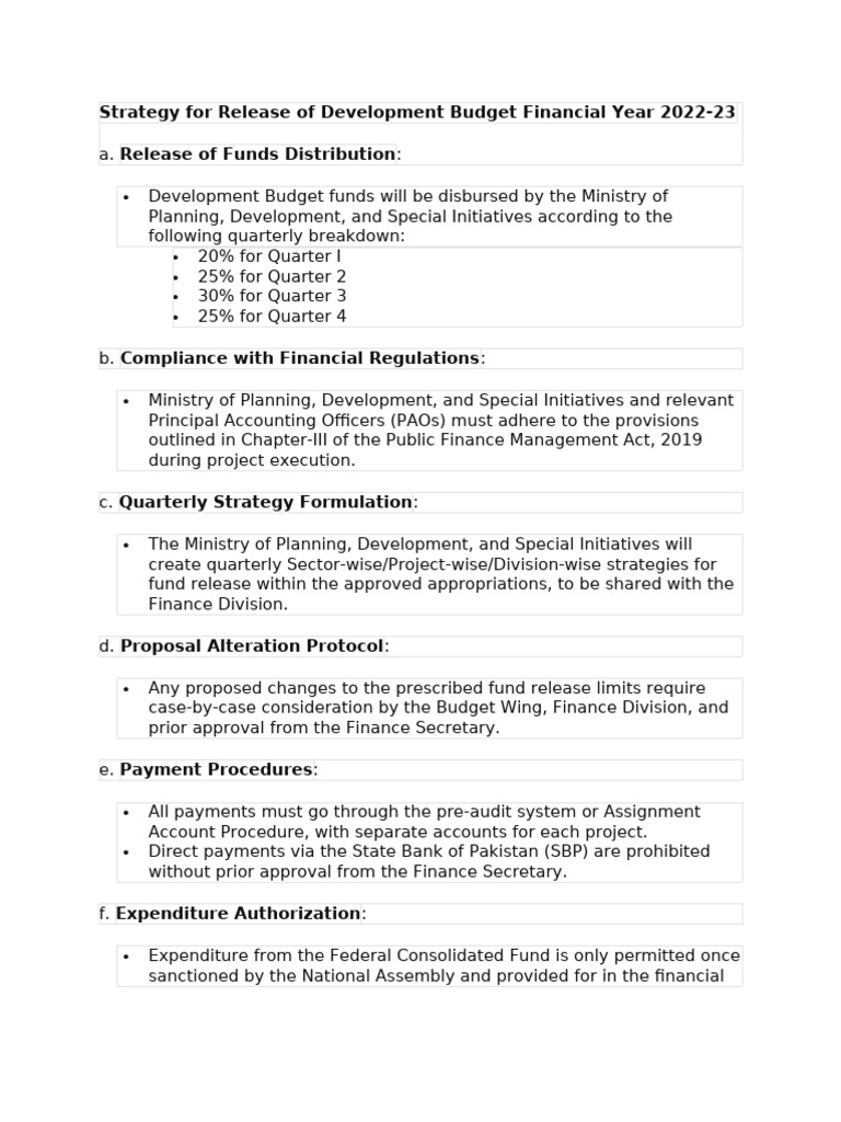 Procedure For Release of Development Budget. | PDF | Budget ...