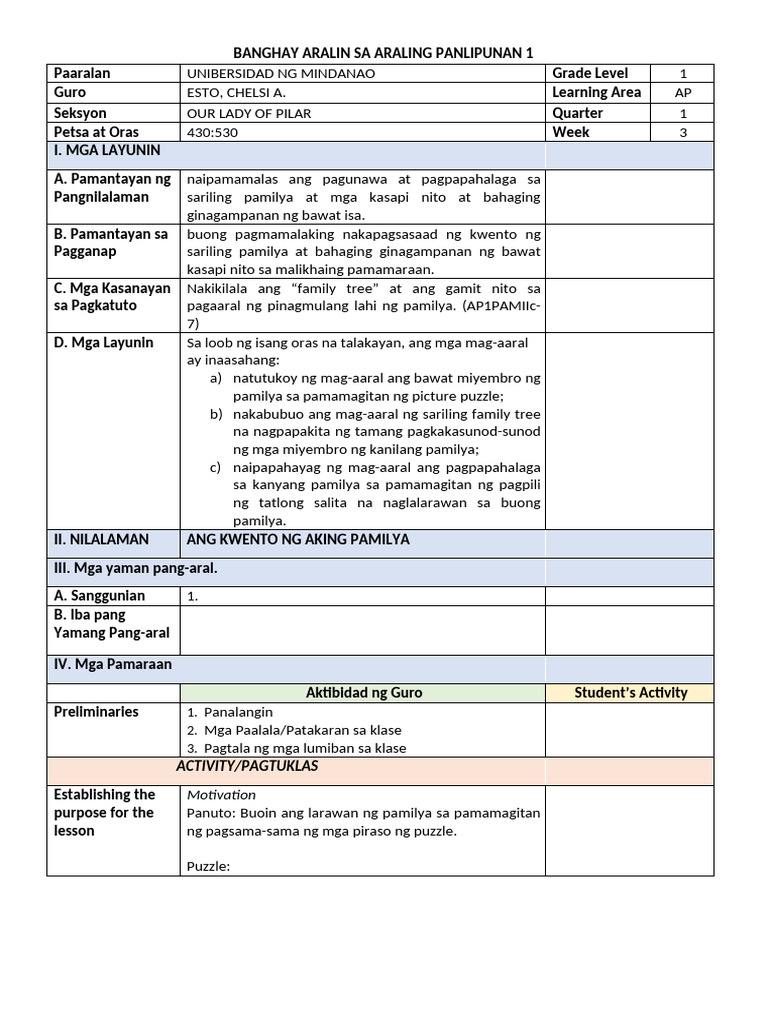 Lesson Plan in AP | PDF