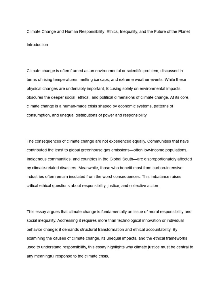 Climate Change: Ethics and Inequality | PDF | Climate Change ...