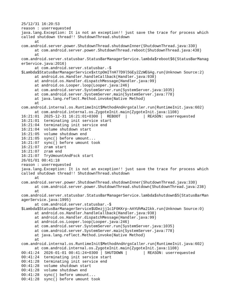 Android Shutdown Process Logs | PDF | Computing | Software
